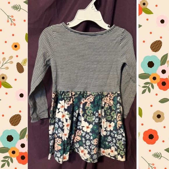 Carter’s 3T Stripes and Flowers Dress - Picture 2 of 6